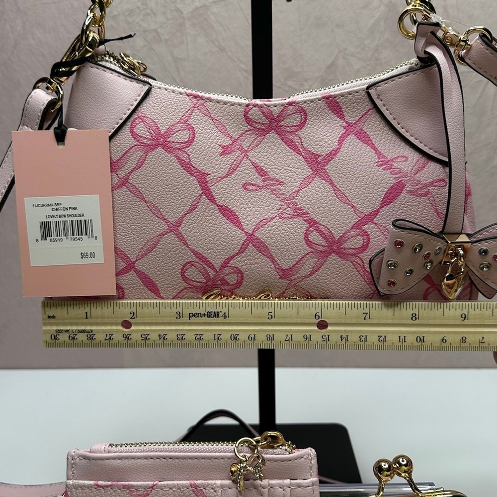 JUST IN!!  Juicy Couture Chiffon Pink Lovely Bows Shoulder and Wallet Set HTF - Picture 7 of 16